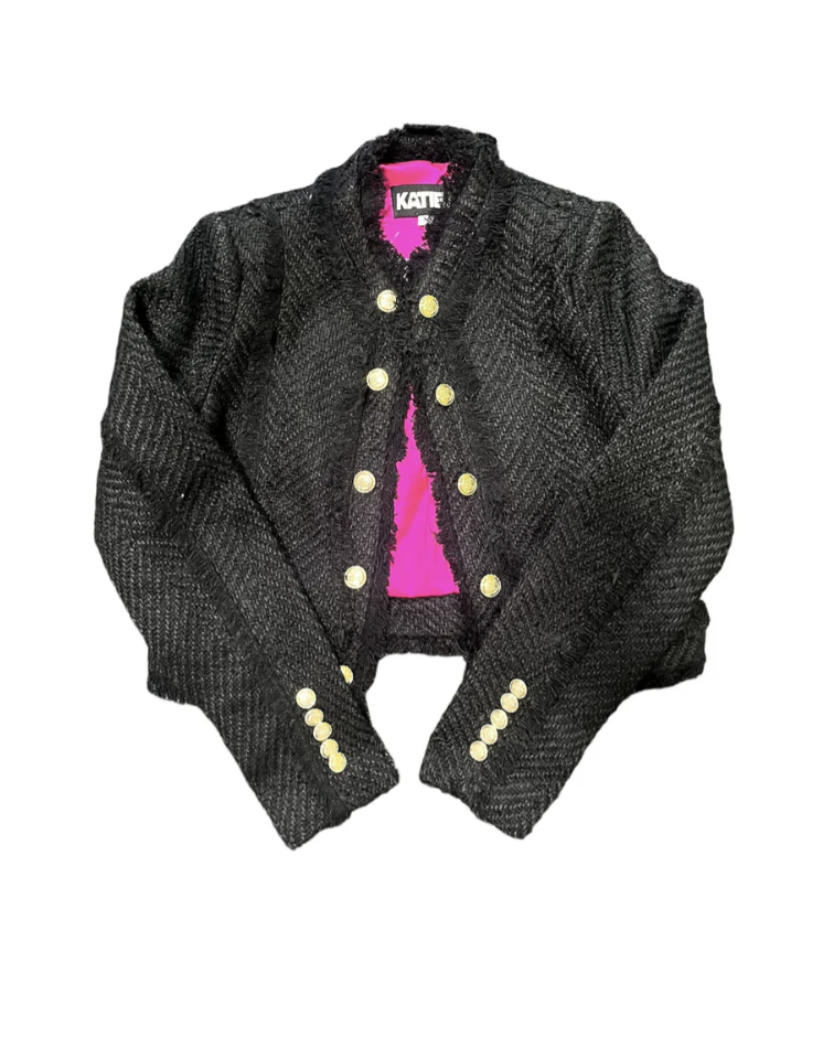 SAMANTHA JACKET IN BLACK BOUCLE